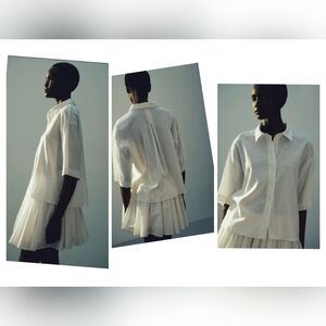 Zara White Button-Down Linen Shirt